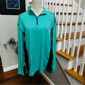 Reel Legends Medium Green and Black 1/4 zip Ultra Comfort Long Sleeve Men’s